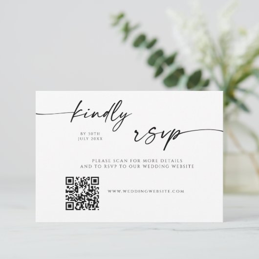 Modern QR Code Website RSVP Card Save The Date (Staand voorkant)