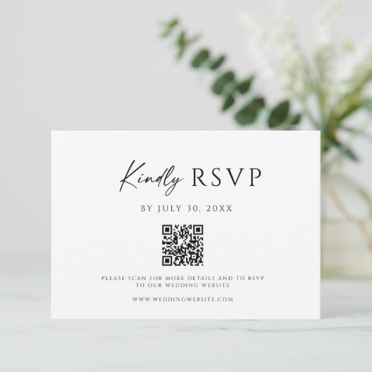 Modern QR Code Website RSVP Card Save The Date (Staand voorkant)