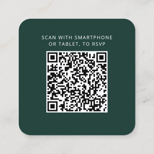 Modern QR Code Wedding Response RSVP Card Vierkante Visitekaartje (Achterkant)
