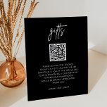 Modern QR Gift Registry Honeymoon Weddenschap Reclamebord Met Voetstuk<br><div class="desc">Modern Black Gift Registry Honeymoon Fund Wedding Cards voor je bruiloft!</div>