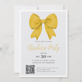 Modern QR Gold Holiday Bow Christmas Party Kaart (Voorkant)