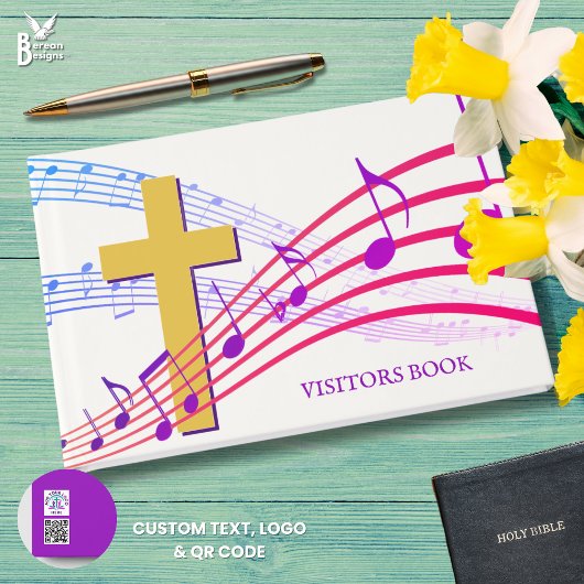 Modern QR Logo Church Easter Guest Book Gastenboek