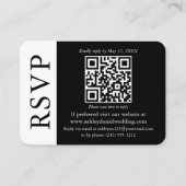 Modern QR Wedding Black en White RSVP Informatiekaartje (Voorkant)
