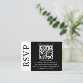 Modern QR Wedding Black en White RSVP Informatiekaartje (Staand voorkant)