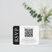 Modern QR Wedding RSVP Black en White Informatiekaartje (Staand voorkant)