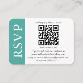 Modern QR Wedding RSVP Blauwgroen en wit Informatiekaartje (Voorkant)