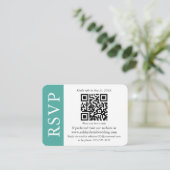 Modern QR Wedding RSVP Blauwgroen en wit Informatiekaartje (Staand voorkant)