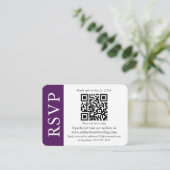 Modern QR Wedding RSVP Paars en wit Informatiekaartje (Staand voorkant)