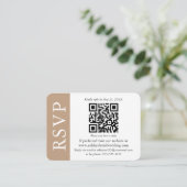 Modern QR Wedding RSVP Taupe and White Informatiekaartje (Staand voorkant)