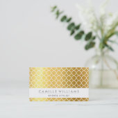 MODERN QUATREFOIL MAROKKAANSE patroongouden folie Visitekaartje (Staand voorkant)