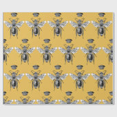 Modern  Queen Bee Crown Honey Yellow Cadeaupapier (Vlak)