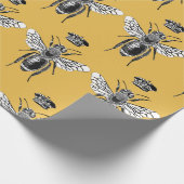 Modern  Queen Bee Crown Honey Yellow Cadeaupapier (Hoek)