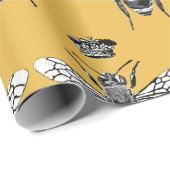 Modern  Queen Bee Crown Honey Yellow Cadeaupapier (Rol Hoek)