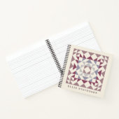 Modern Quilt Block Geometric Art Personalized Plum Notitieboek (Binnen)