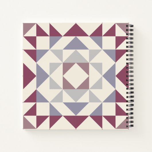Modern Quilt Block Geometric Art Personalized Plum Notitieboek (Achterkant)