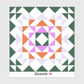 Modern Quilt Block Green and Paarse Geometric Art Sticker (Vel)