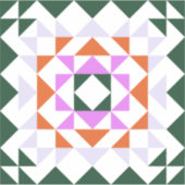 Modern Quilt Block Green and Paarse Geometric Art Sticker (Voorkant)