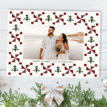 Modern Quilt kerstboomvakantiefotokaart