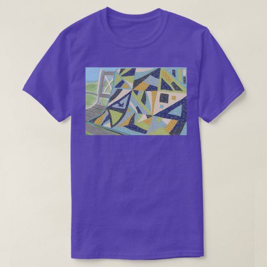 Modern quilt patroon op de parkbank t-shirt (Design voorkant)