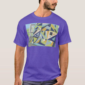 Modern quilt patroon op de parkbank t-shirt