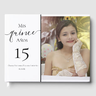 Modern Quinceanera 15th Birthday Elegant Photo Gastenboek