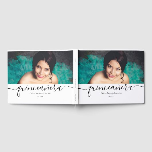 Modern Quinceañera Custom Foto Quince Años Party Gastenboek (Volledig)