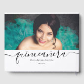 Modern Quinceañera Custom Foto Quince Años Party Gastenboek (Achterkant)