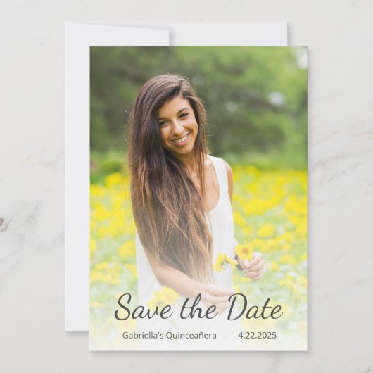 Modern Quinceañera Foto slaat de uitnodiging tot d (Voorkant)