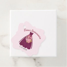 Modern Quinceañera Glitter Gown Bedankjes Labels