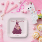 Modern Quinceañera Glitter Gown Papieren Bordje (Feest)