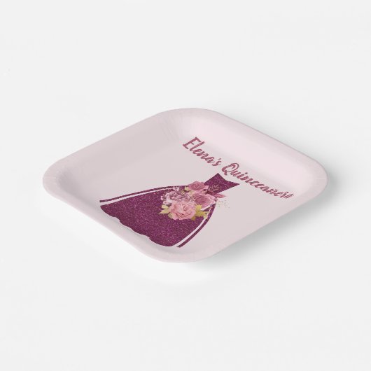 Modern Quinceañera Glitter Gown Papieren Bordje (Gebogen)