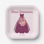 Modern Quinceañera Glitter Gown Papieren Bordje (Voorkant)