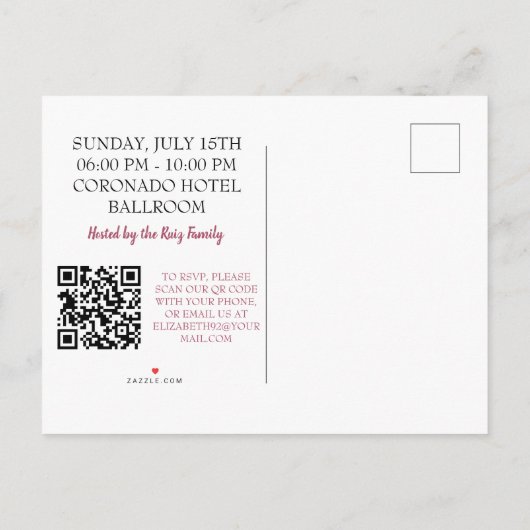 Modern Quinceañera Glitter Gown QR Code Uitnodigin Aankondigingskaart (Achterkant)