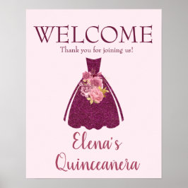 Modern Quinceañera Glitter Gown Welkom Poster