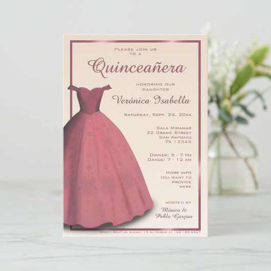 Modern Quinceañera mis kweepeer Uitnodiging (Staand voorkant)