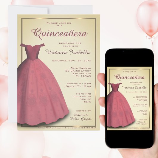 Modern Quinceañera mis kweepeer Uitnodiging