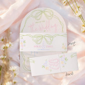 Modern quirky hand drawn bow PASTEL retro wedding Uitnodigingen Wikkel