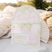 Modern quirky hand drawn bow PASTEL retro wedding Uitnodigingen Wikkel