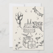 Modern Quirky Hand Drawn Party Invitation Kaart (Achterkant)