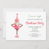 Modern Quirky Pink Santa Christmas Celebration  Kaart (Voorkant)