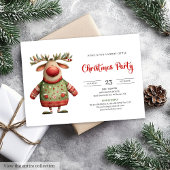 Modern Quirky Reindeer festive printable invites Kaart