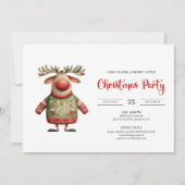 Modern Quirky Reindeer festive printable invites Kaart (Voorkant)