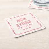 Modern Quirky Retro Hand Drawn Cupid Wedding Kartonnen Onderzetters (Schuin)