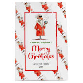 Modern quirky Santa charming Christmas gift bag Medium Cadeauzakje (Voorkant)