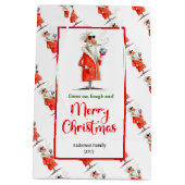 Modern quirky Santa charming Christmas gift bag Medium Cadeauzakje (Achterkant)
