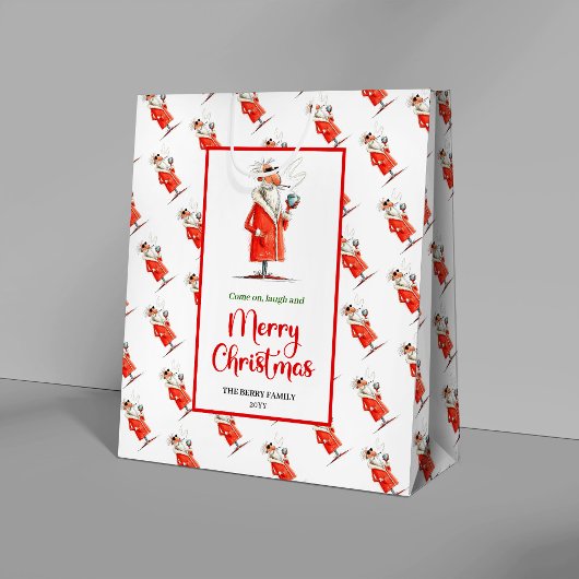 Modern quirky Santa charming Christmas gift bag Medium Cadeauzakje