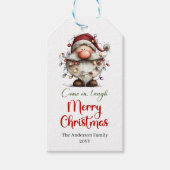 Modern Quirky Santa Classic Christmas Gift Tag Cadeaulabel (Voorkant)