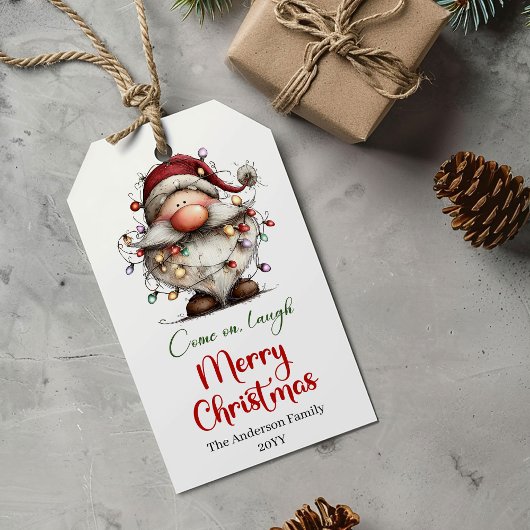 Modern Quirky Santa Classic Christmas Gift Tag Cadeaulabel