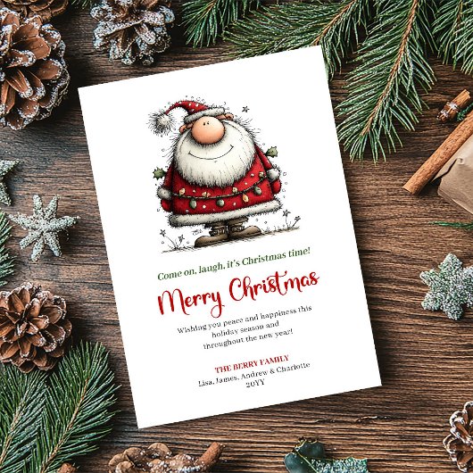 Modern Quirky Santa Festive Christmas Greeting Feestdagenkaart