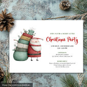 Modern Quirky Santa Hand Drawn Holiday Invitation Kaart